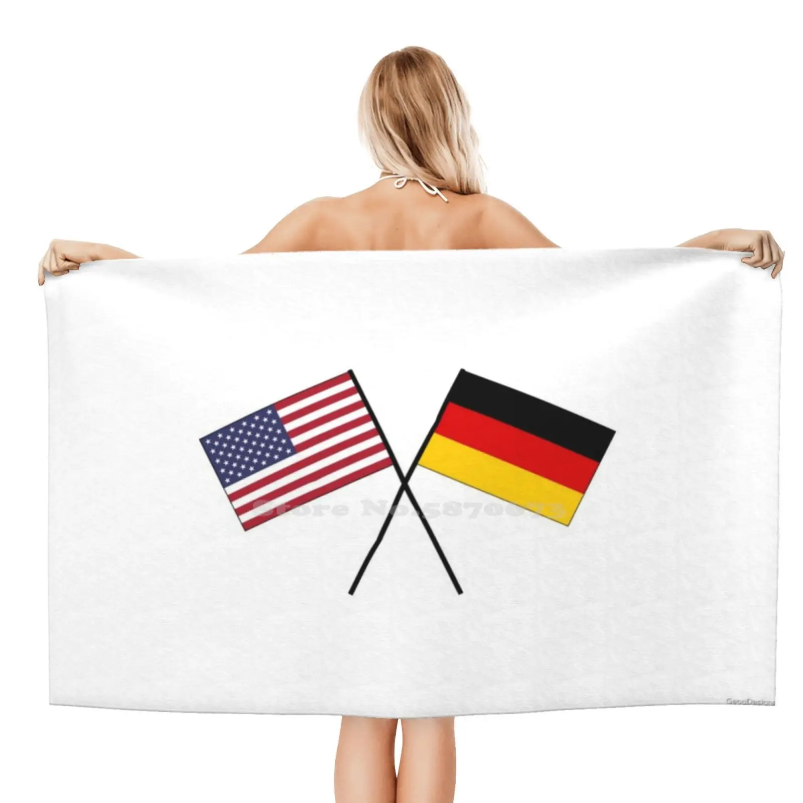 German - American Friendship Usa Germany Superfine Fiber Bathroom Towels Washcloth United States Germany German American German