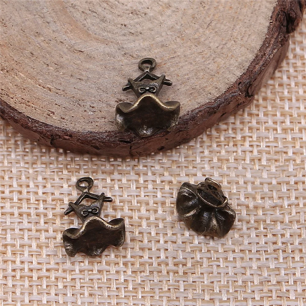 54pcs 13x10mm antique bronze Three-dimensional dress charms diy retro jewelry fit Earring keychain hair card pendant