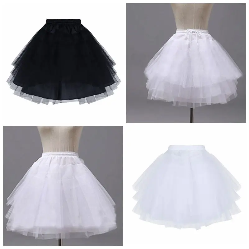 

Flower Girl Underskirts Slips No Hoop 3 Layers Girl's Under Skirts Crinoline Prom Gown Ballet Tutu Skirt Kids Wedding Petticoat