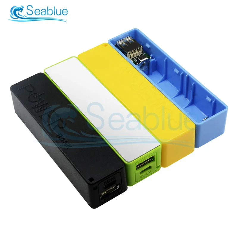 USB Mobile Power Charger Packing Box Battery Box 1 X 18650 DIY Portable Black White Pink Blue Yellow Green