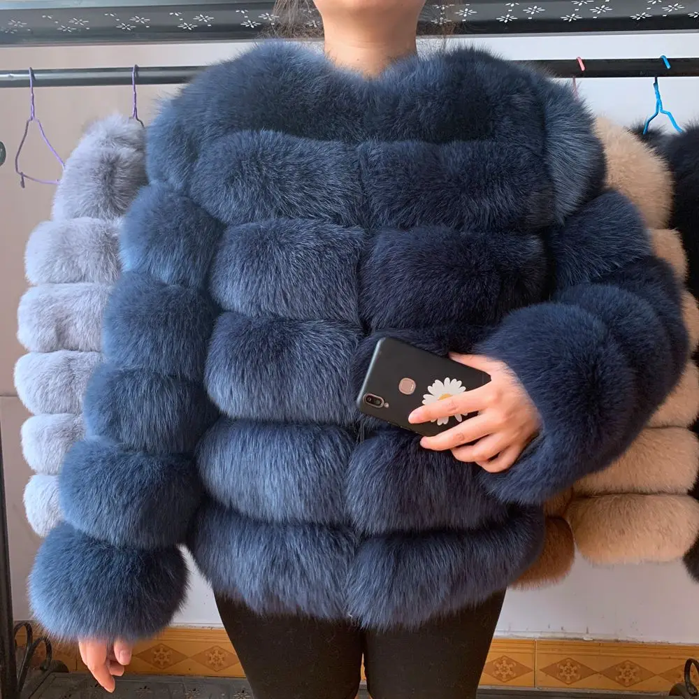 2019 Real Fox Fur Jacket Natural Fur Coats Vest Real new style Long Coat Winter Warm Coat Natural fur coat Real Fox Fur V