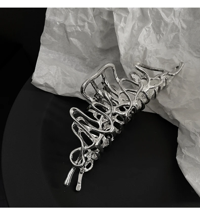 Ruoshui Frau Neuheit Unregelmäßigen Haarnadeln Punk Stil Metall Silber Haar Krallen Barrettes Frauen Haar Zubehör Haar Clips Hairgrip – Detail 1