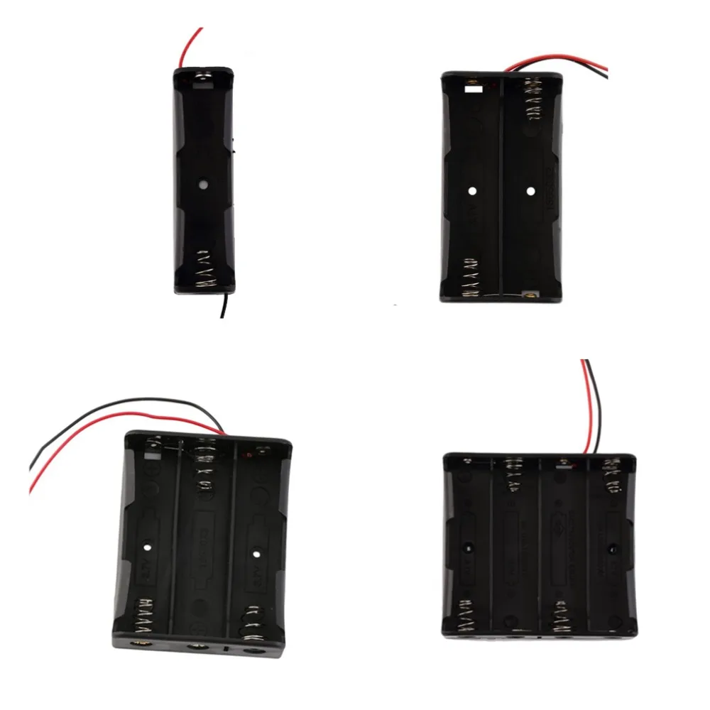 صندوق تخزين بطارية بلاستيك أسود ، 1 × 2 × 3 × 4 × 18650 ، 1 ، 2 ، 3 ، 4 فتحات ، حامل بطاريات DIY ، حاوية مع سلك دبوس رصاص