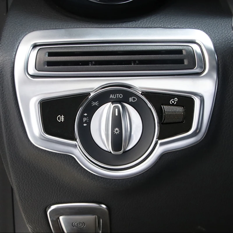 Car Styling Headlight Switch Buttons Decorative Covers Trim Interior Sticker for Mercedes Benz W205 C Class GLC Auto accessories