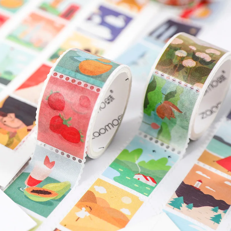 Cartoon Vintage Stamp Washi Tape Good Time Series Creative Hand Account Coffee Plant Decoration Scrapbooking Stickers 8 Styles