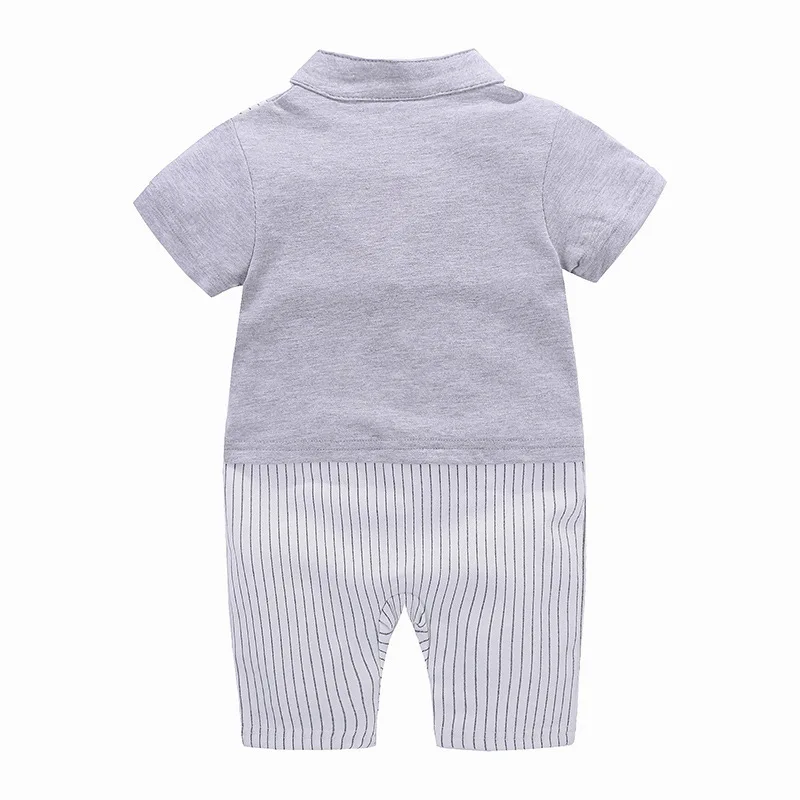 Baby Boys Baptism Romper Infant One Piece Stripe England Christening Jumpsuit Bebe Little Boys Gentleman Birthday Clothing 12M