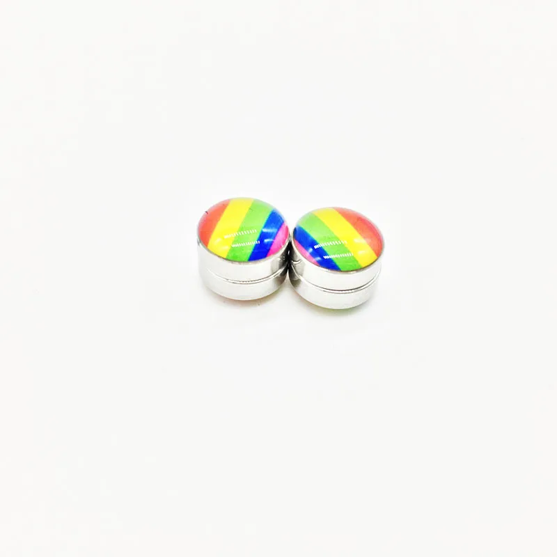 1Pcs Double-sided Drip Magnet Stud Earrings Customizable In Europe and The Tidal Current Strong Magnet Round Cakes