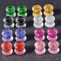 Pair 4-20mm Acrylic Ear plugs Glitter sequins Ear Gauges Ear Stretcher Saddle Flesh Tunnel Expander Body Piercing jewelry