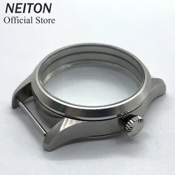 Neiton-手作りの時計ケース,42mm,透明な裏表紙,サファイアクリスタル,6497ファッション6498,リファレンス3602,vdブラック