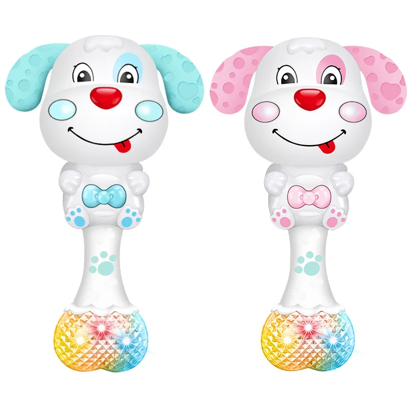 Sonagli in Silicone per bambini giocattoli per bambini neonato gioco per bambini neonati educativi Flash Dog Rattle Toys