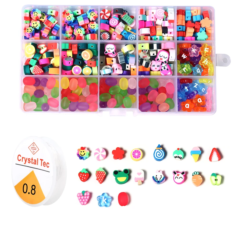 1 Box Colorful Ceramics Beads Various Sorts And Varieties Cartoon Candy Shape For Jewelry Making DIY Bracelet