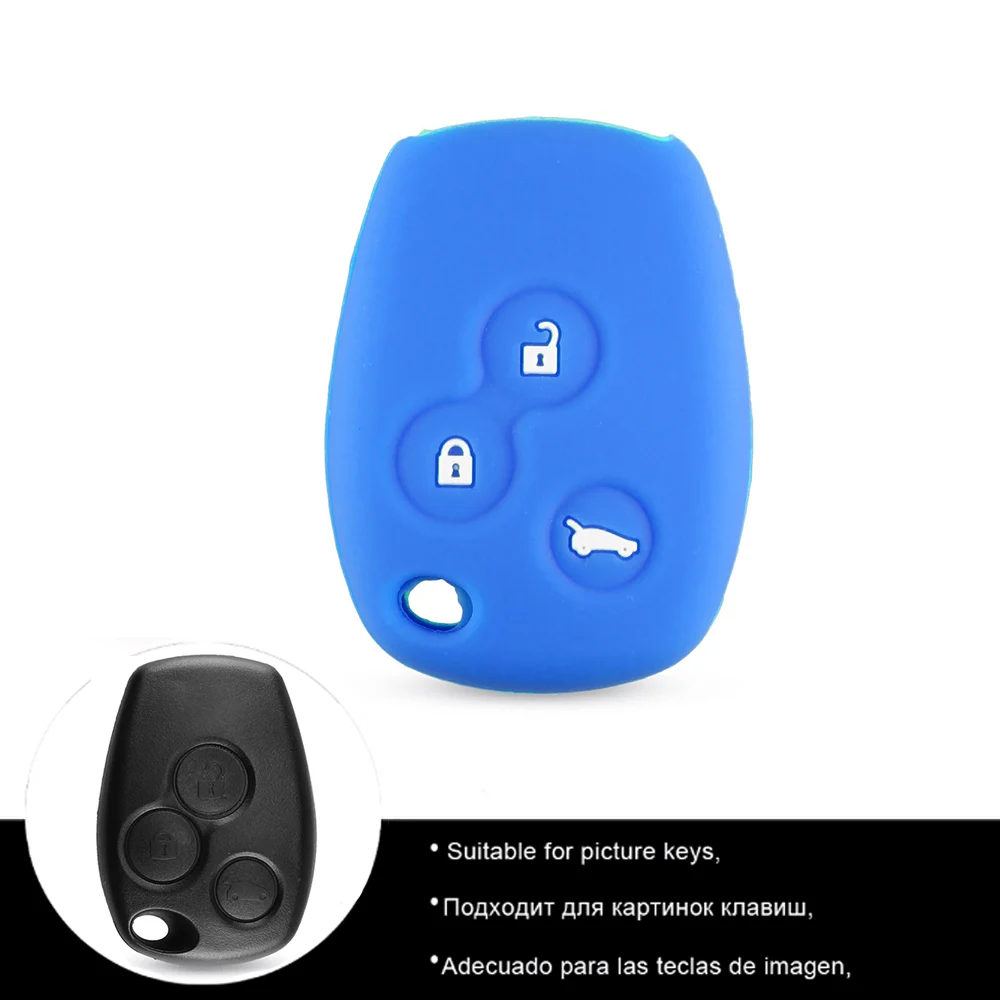 DANDKEY 3 Buttons Silicone Key Cover Fits For RENAULT Trafic Master Kangoo Clio DACIA Logan Sandero Remote Shell