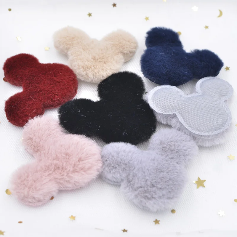 Toppe di peluche morbide di lusso Abbellimento per capelli di coniglio Applicazioni per testa di topo per abbigliamento Fermagli per capelli fai da