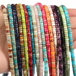 Natural Stones Sediment Imperial Jaspers Loose Spacer Flat Round Beads For Jewelry Making DIY Bracelet Accessories 15'' 2x4