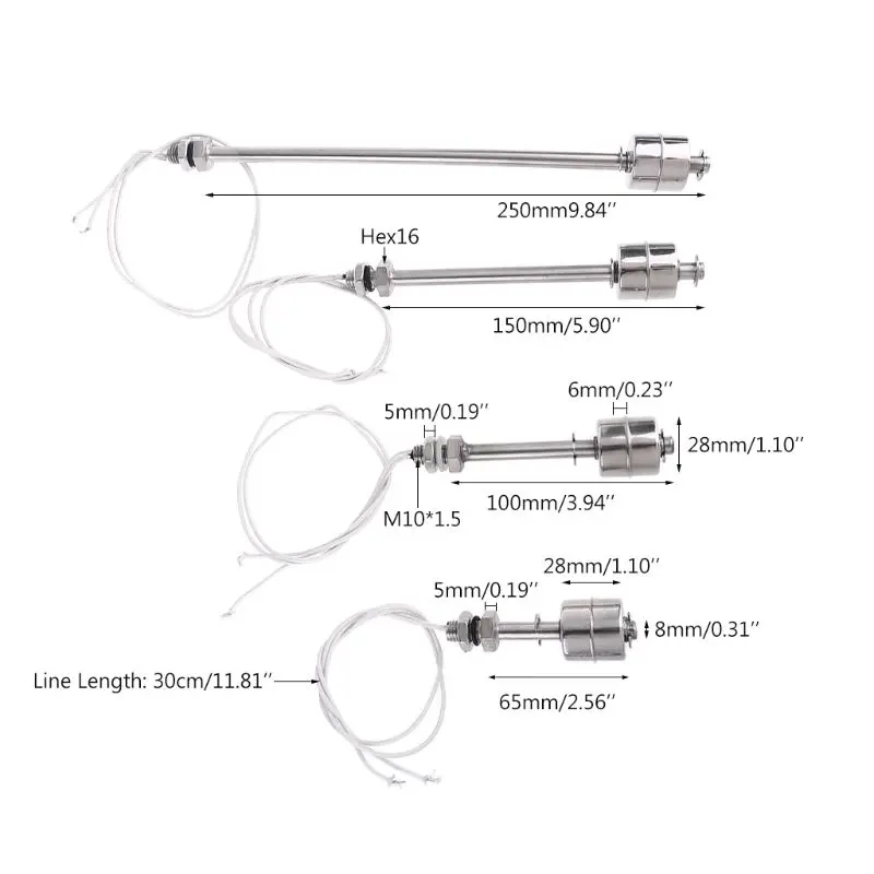 Stainless Steel Float Switch Tank Liquid Water Level Sensor Double Ball Float E5BE