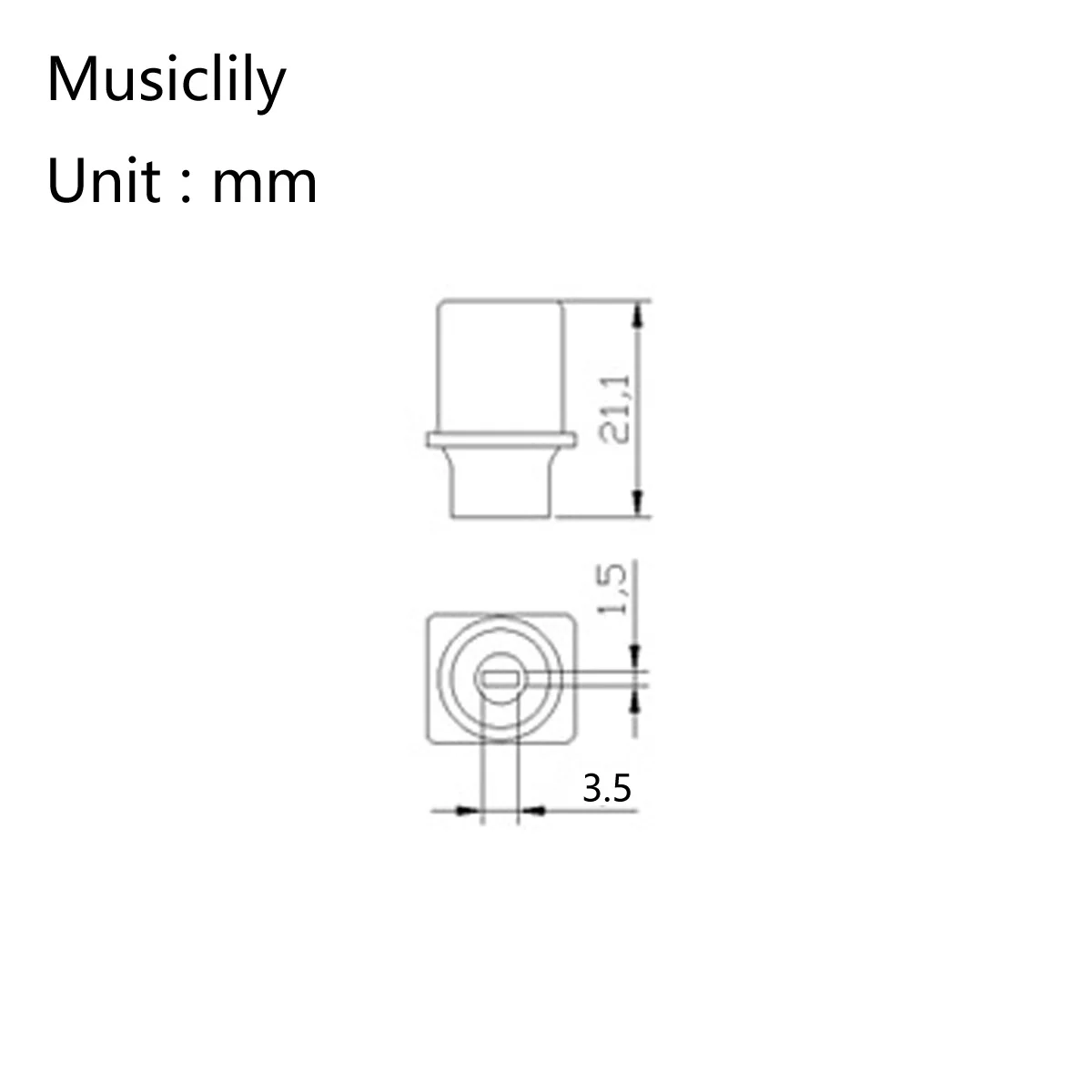 Musiclily Pro Metric Top Hat Guitar Tele Switch Tips 3 Way Pickup Selector Switch Knobs for Import Squier Tele, Cream (Set of 2)