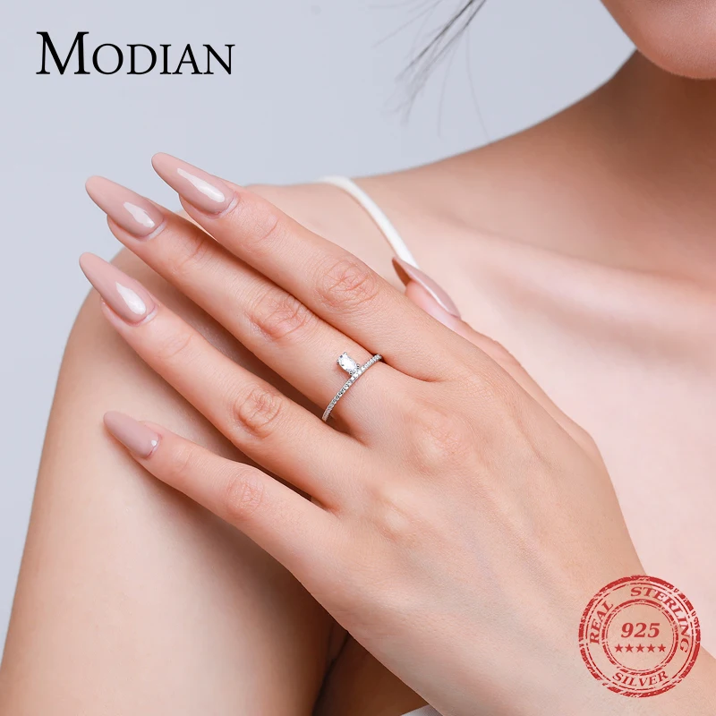 Modian 100% 925 Sterling Silver AAAAA Zirconia Oval Crown Elegant Finger Ring For Women Female Wedding Engagement Fine Jewelry