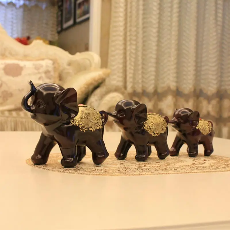 

Elegant Resin Three-Piece Elephant Decoration Fashion Home Decorations Wedding Gifts Photography Props Feng Shui Embellishment