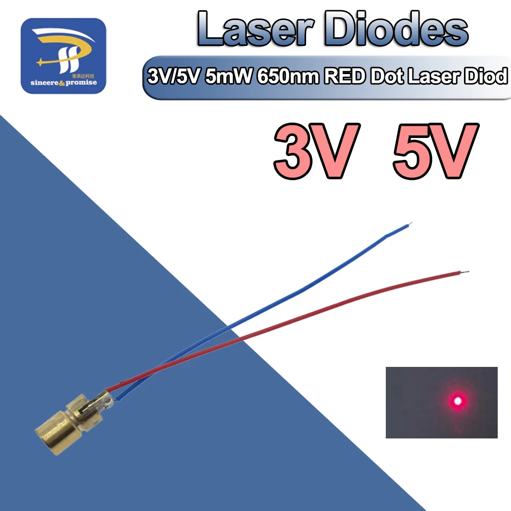 3V/5V 650nm 5mW Adjustable Laser Dot Diode Module Red Sight Copper Head Mini Laser Pointer