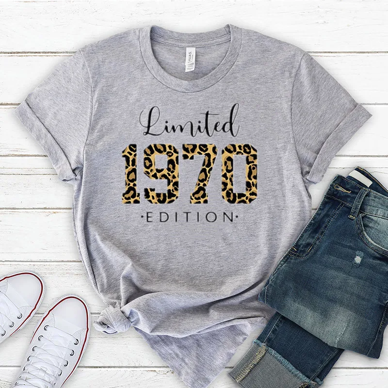 

Limited Edition Vintage 1970 Shirt Leopard Sweatshirt 52st Birthday Gift Short Sleeve Tees Plus Size O Neck Female Clothing y2k