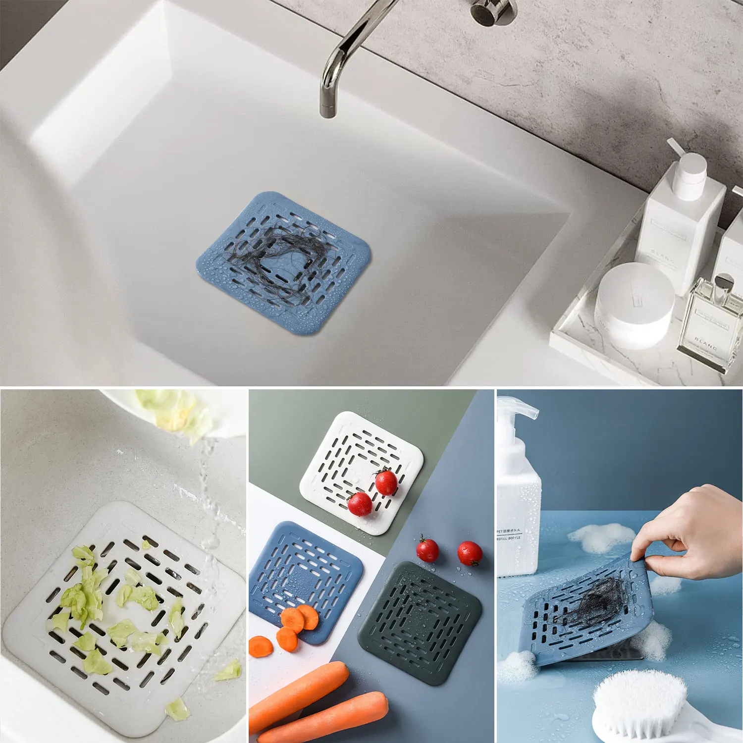 

Silicone Strainer Sink Hair Filter Bathroom Kitchen Floor Drain Waste Sink Strainer Drain Net Catcher Cover-Stopper Anti Clog