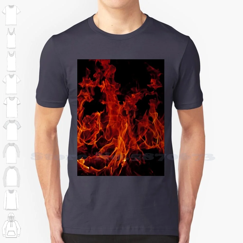 Fire 100% Cotton T-Shirt Burning Fire Ironton Missouri Flickering United States Frankie Cat Firefighter Mesmerizing Flames