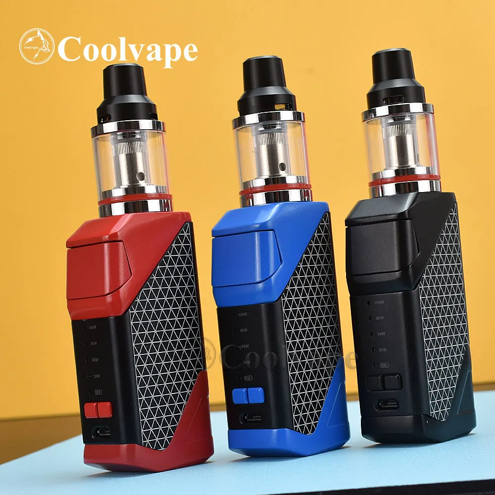 

Бокс-мод wolfcoolvape 100 Вт, комплект электронной сигареты, батарея испарителя 2200 мАч, вейп мод 2,8 мл, бак атомайзера, Стартовые наборы