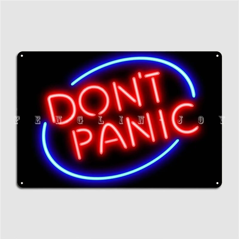 Hitchhiker's Guide Don't Panic Neon Sign Metal Plaque Poster Club Club Bar Retro Wall Plaque Tin Sign Poster