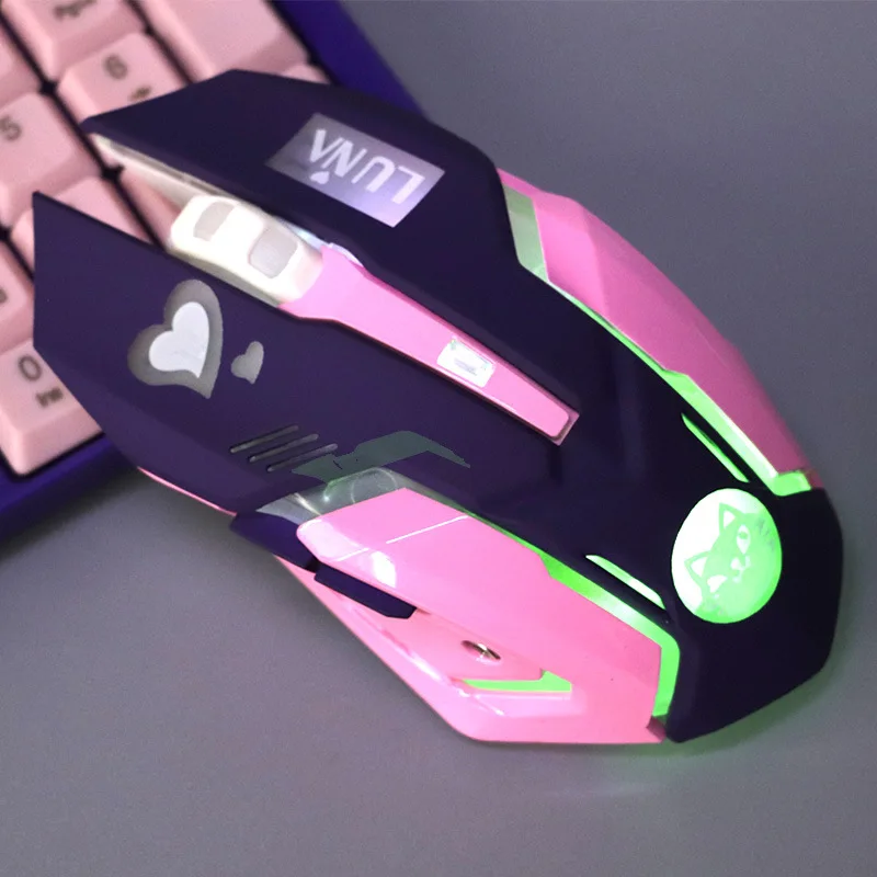 2.4G wireless optical mouse pioneer gaming mouse charging mute mouse colorful glowing binary