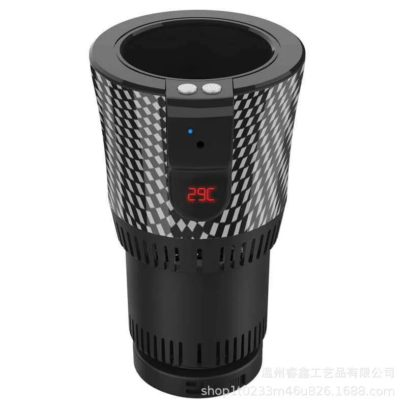 Copo do carro inteligente refrigerador/aquecedor 2 em 1 12v café elétrico leite com display de temperatura bebidas rack carros mini geladeira bx23