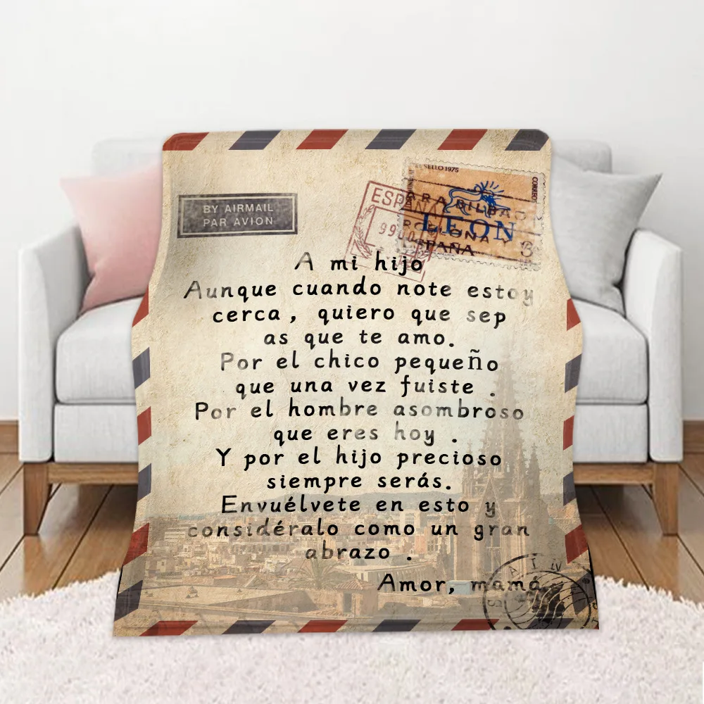 Languages Envelope 150x100cm Message Letter Autumn Winter Warm Sofa Cover Chocolate Printed Flannel Air Conditioning Blanket 1PC