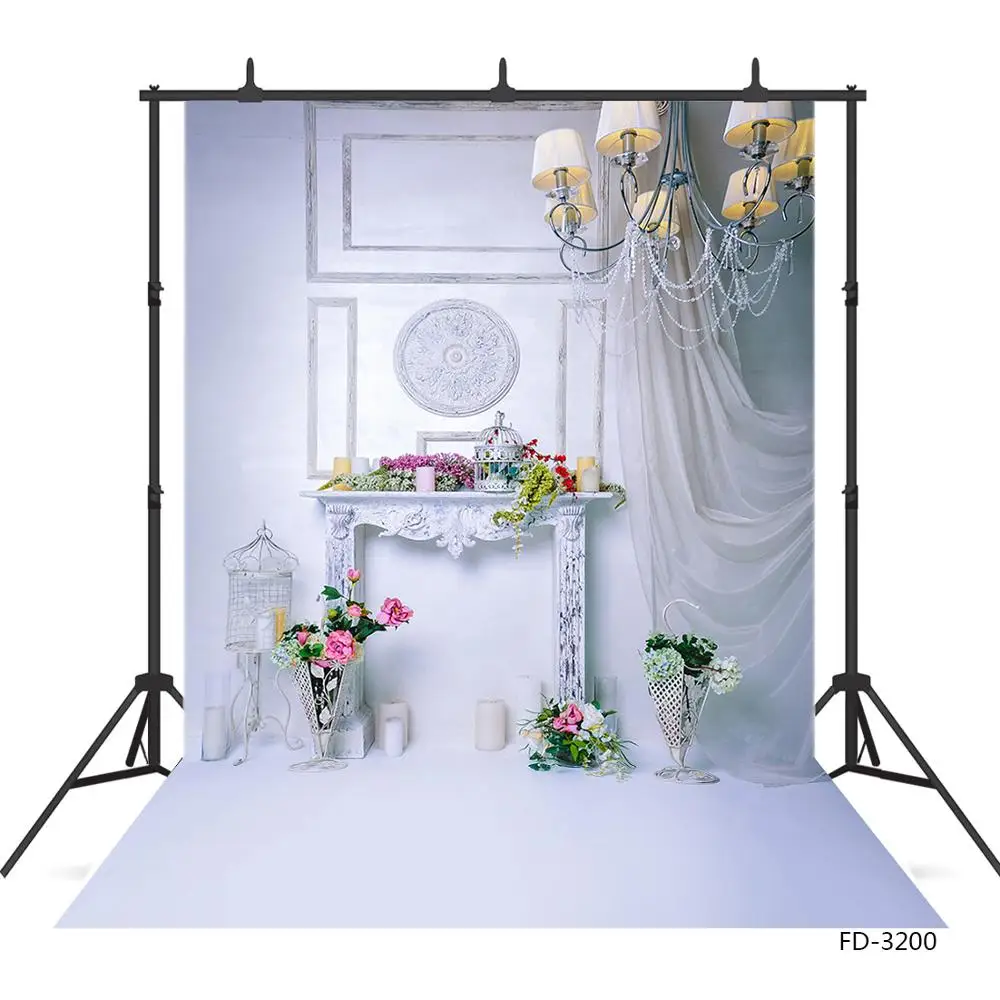 Белые занавески для зала, не пропускают свет цветы ваза фон для фотосъемки на заказ Подставки для фотографий задний план для детей ребенка; Семейный комплект одинаковых футболок с изображением масляных рисунков