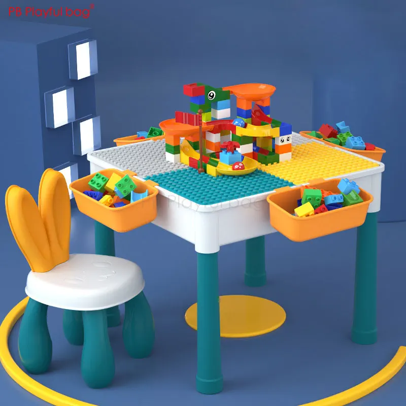 Playful bag Building block game table for kids Intelligence brain learing desk Building block assembling toy table Gifts AB93