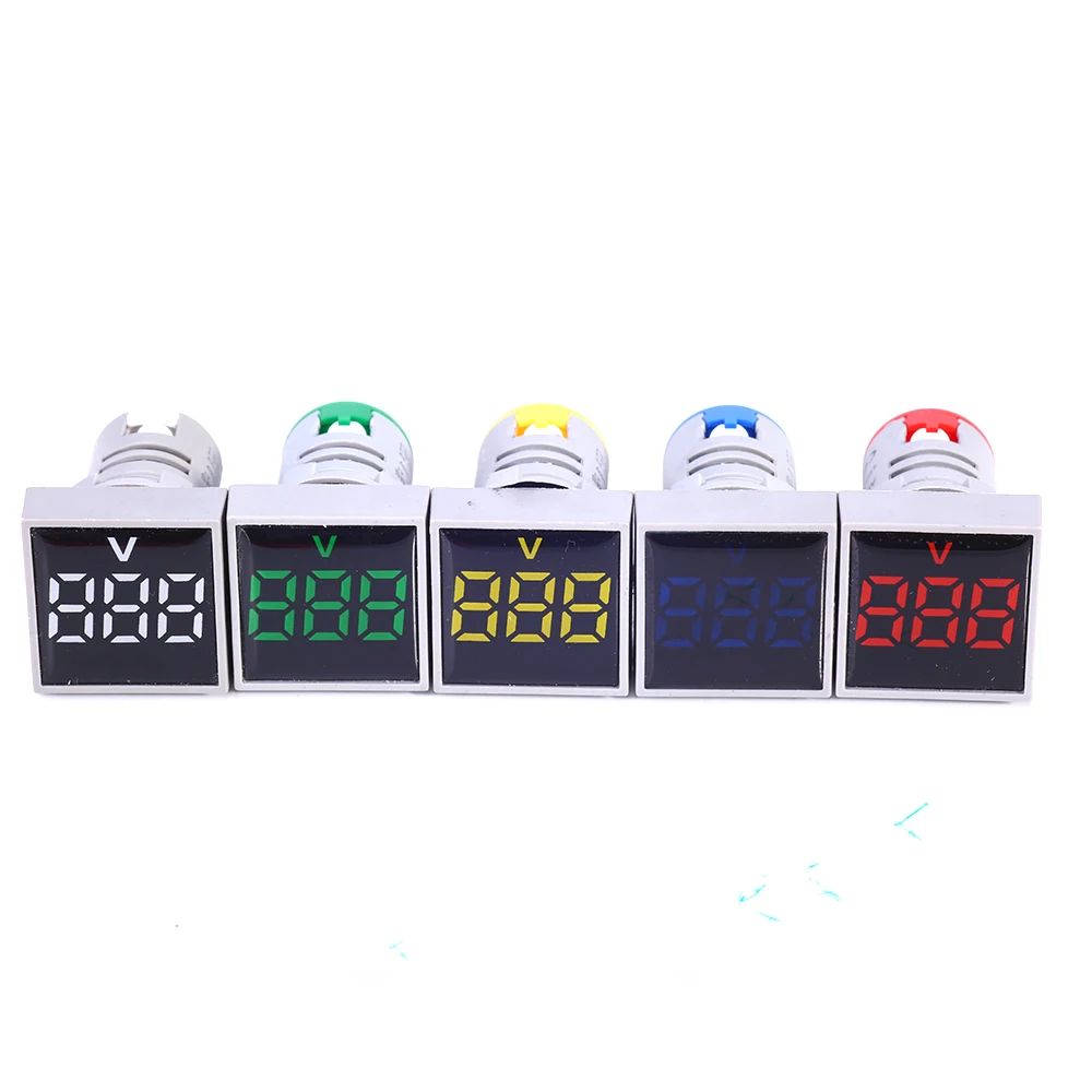 Mini Protective Film AC20-500V digital display LED Square Round Voltmeter voltage meter pilot light Signal Lamp indicator