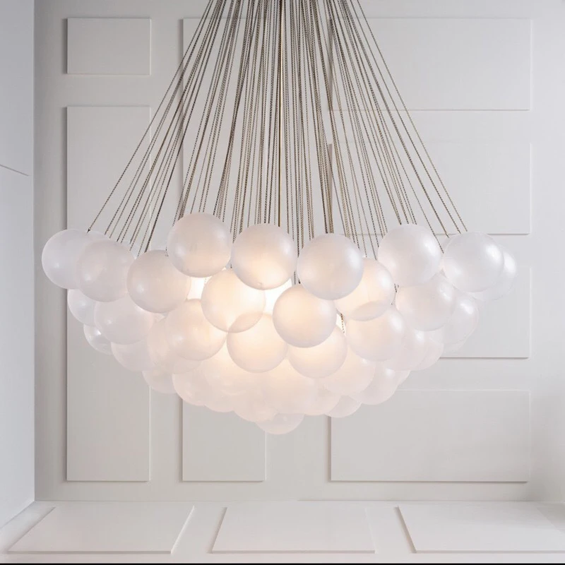 Imagem -03 - Modern Frosted Glass Ball Led Pendant Lights Europa Designer Lamp Chandelier Lighting Fixtures Ouro e Preto