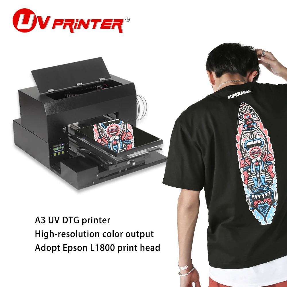 

DTG DTF printer A3 6-color inkjet type high-resolution color output UV flatbed printer for clothing/mobile phone case/card