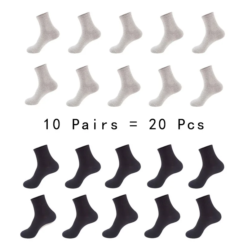 10 Pairs Socks Men Business Casual Cotton White Spring Winter Solid Colors Crew Socks Pack Male Black Socks Set Meias Sox 1 Lot