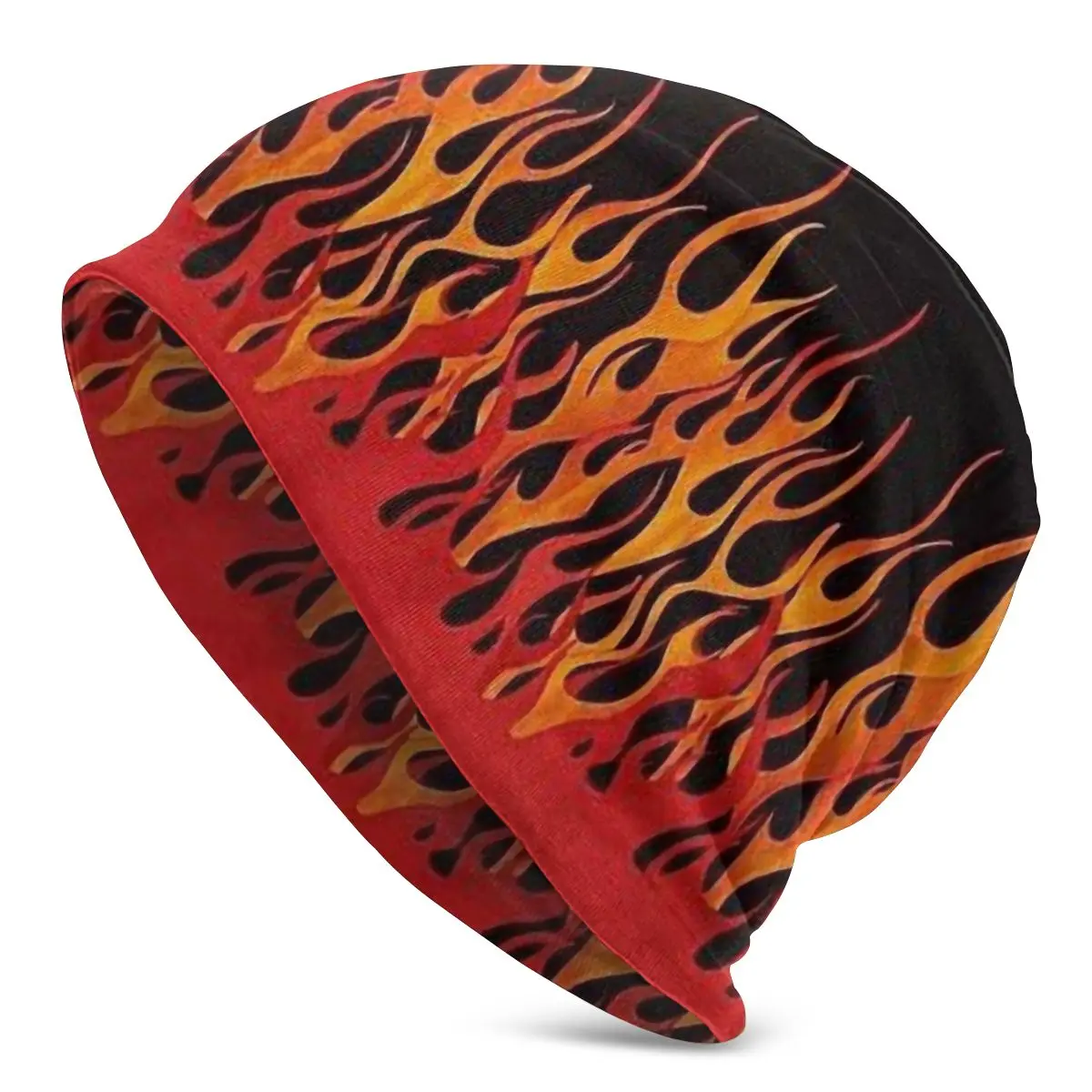 Orange Flames Fire Unisex Bonnet Winter Outdoor Double Layer Thin Hats For Men Women