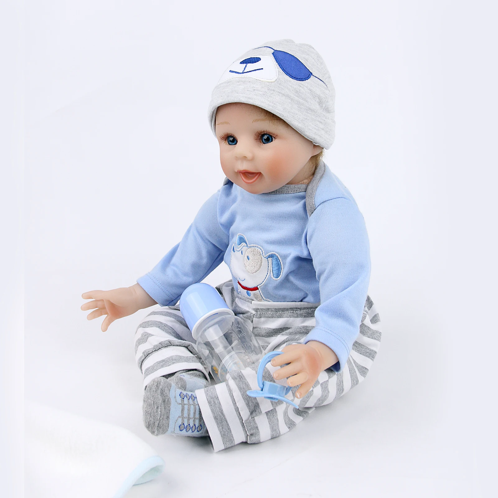 

Reborn Baby Doll 55 Cm 22 Inch Handmade Silicone Vinyl Toy Anatomically Correctly Simulate Realistic Toddler Boy Holiday Gift