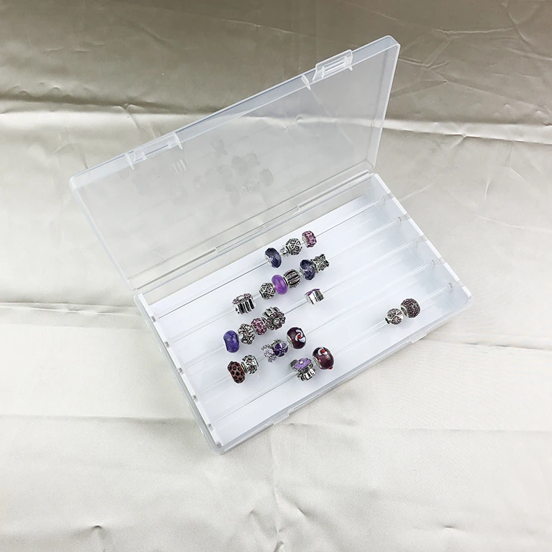 Caja de bandeja de acrílico transparente para abalorios, caja de almacenamiento de cuentas de estilo europeo, compatible con Pandora Trollbeads,