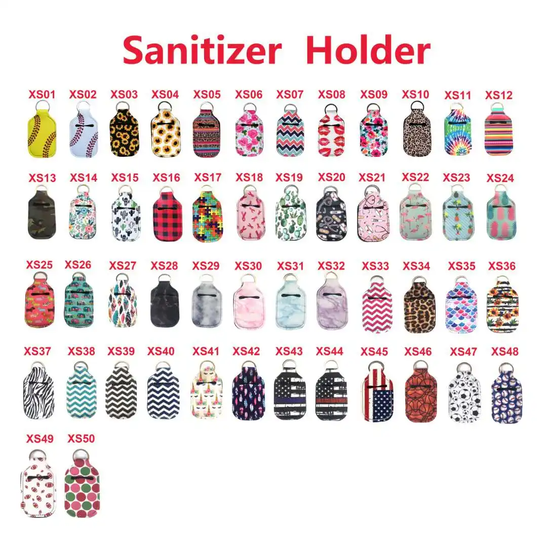 30ml Portable Sanitizer Travel Bottles With 24kind Colorful Neoprene Keychain Holder Flip Cap Refillable Bottles For Liquids