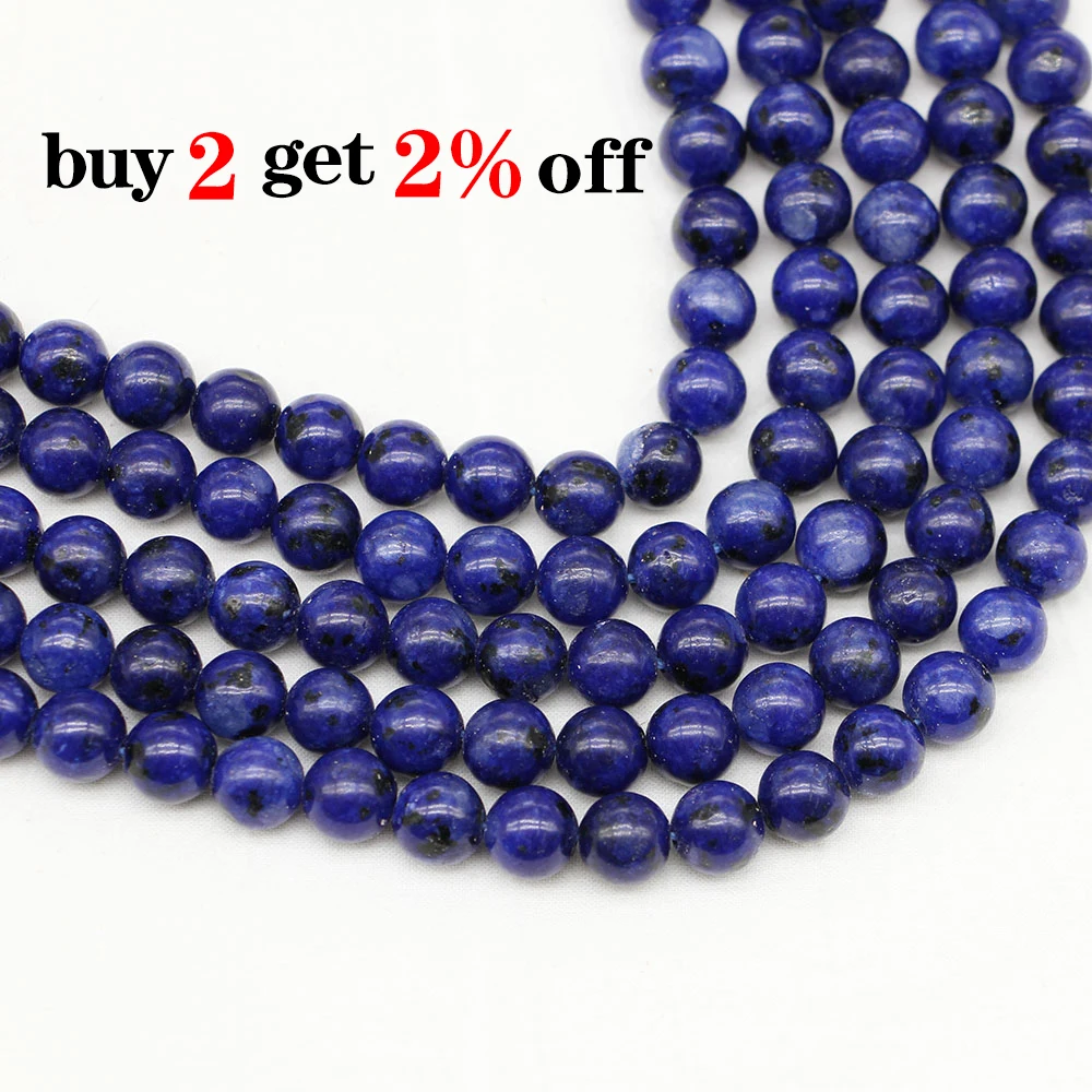1strand/lot 4/6/8/10/12 mm Natural Stone Lapis Lazuli Beads Loose Spacer Bead For Jewelry Making Findings DIY Bracelet Necklace image 2