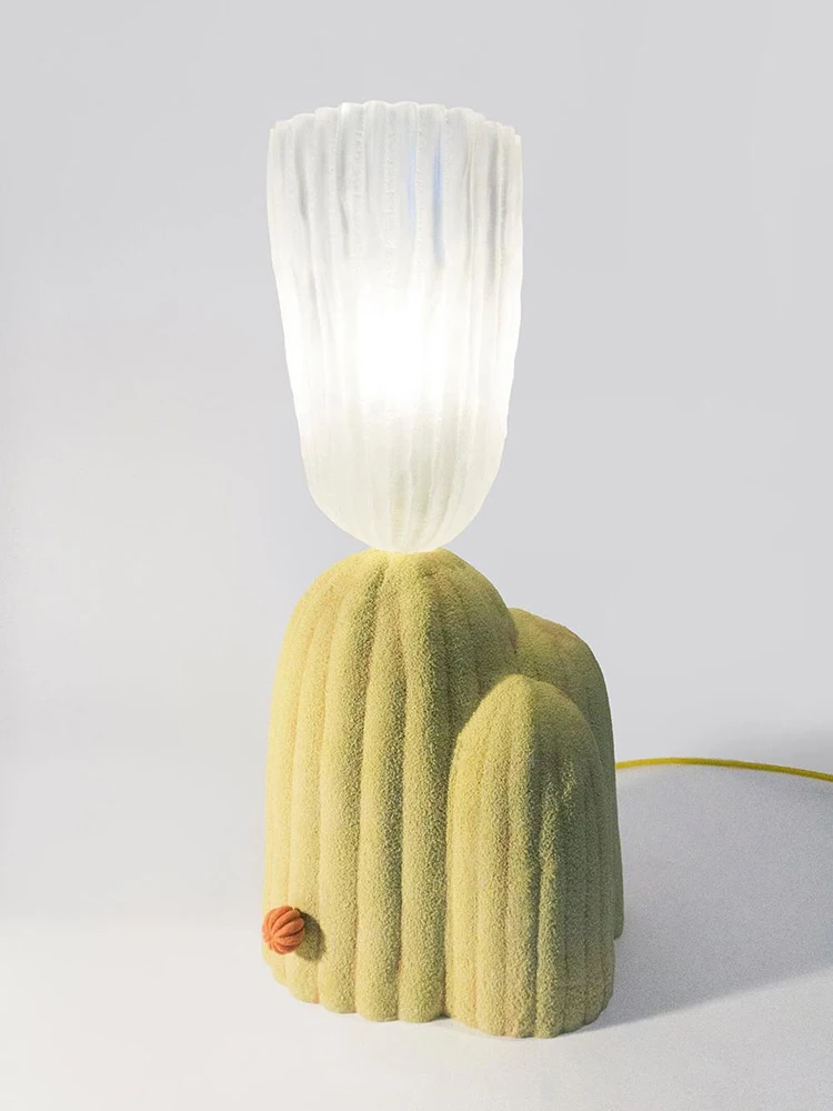 Postmodern Cactus table Lamp Modern LED lights Kids Bedside Night Light Bedroom lamps Glass lampshade Standing Lampara De Mesa