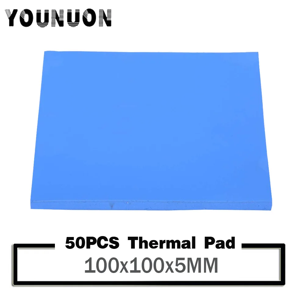 50 pz YOUNUON 100x100mmx5mm 5mm di spessore Pad termico CPU dissipatore di calore Pad raffreddamento Silicone conduttivo dissipatore di calore termico pad in silicone