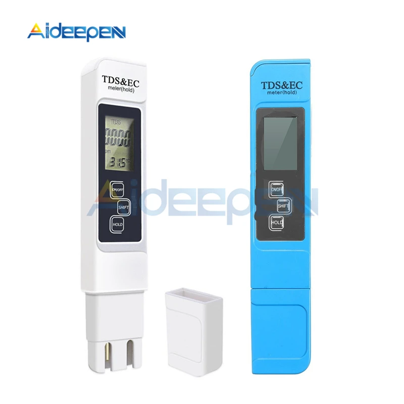 TDS EC 미터 온도 테스터 펜 전도도 수질 온도계, 3 in 1 측정 도구 TDS & EC 테스터 0-9990ppm