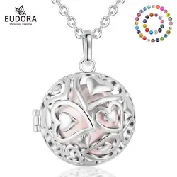 Eudora 20mm Harmony Ball Pendant Necklace Heart Round Locket Cage fit 20/18mm Musical Sound Chime Ball for Pregnant Women K292