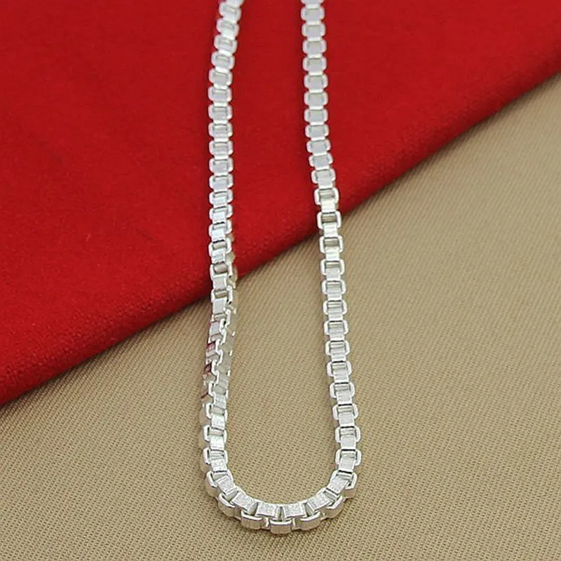 LEKANI Hot Selling Box Chain Necklace Fine Jewelry 925 Silver 4MM Width Chain Link Necklaces for Women Men Jewelry New 2019