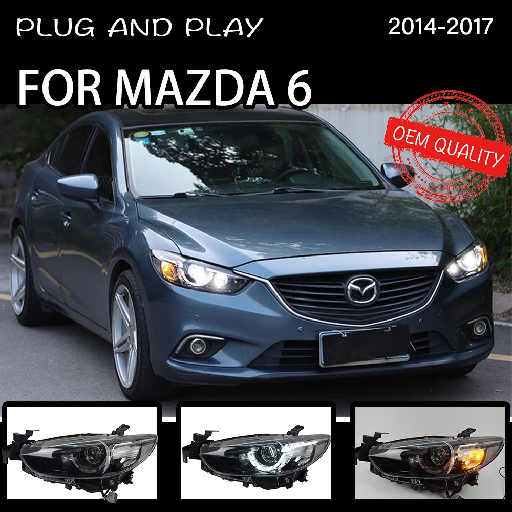 Head Lamp For Mazda 6 2013-2017 Headlights Fog Lights Daytime Running Lights DRL H7 LED Bi Xenon Bulb Atenza Car Accessories