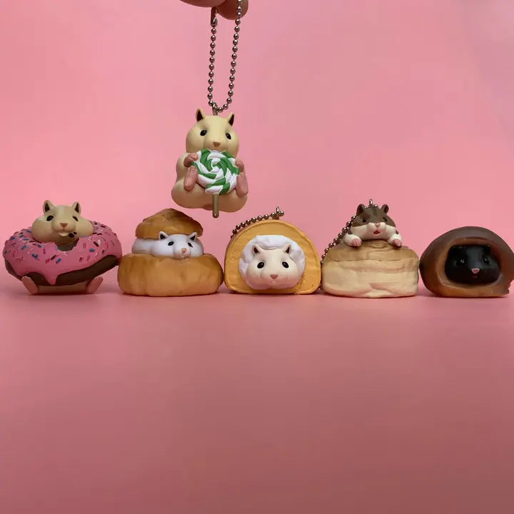 

pvc figure Cute dim sum dessert bread greedy cute hamster 6pcs/set