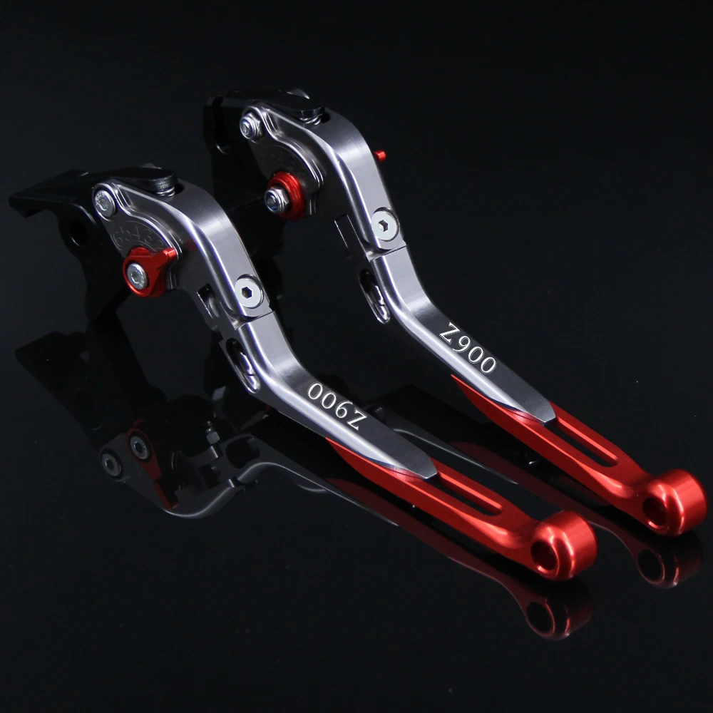 Laser Logo: (Z900)Red &Titanium CNC Adjustable Extendable Motorcycle Brake Clutch Levers For Kawasaki Z900 Z 900 2017 2018